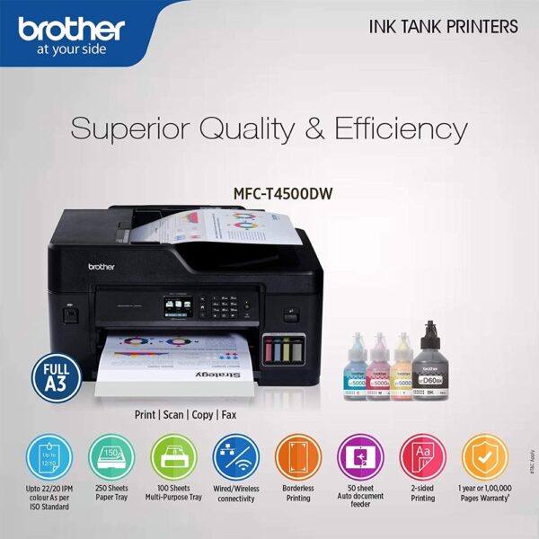 Brother Multifunction Ink Tank Fax WiFi Printer HL T4500DW